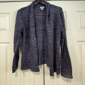 River Women's Purple & Speckled Black Long Sleeve Open Cardigan Sweater Large